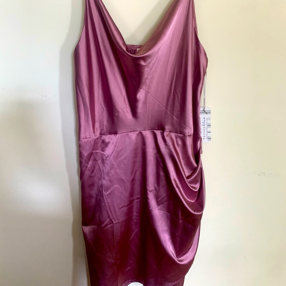 Like-Silk Thin Strapped Pink Mini Dress